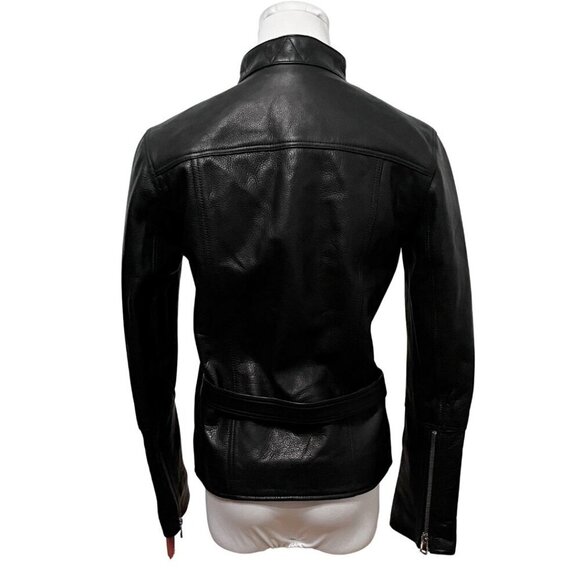 NWT APC FLORENCE BLACK LEATHER JACKET - 34 (XS) - Picture 3 of 16